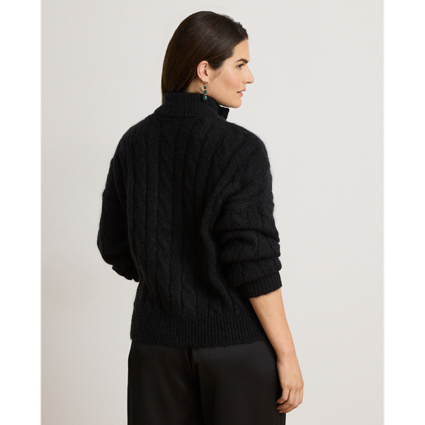 Cable Funnelneck Quarter-Zip Sweater