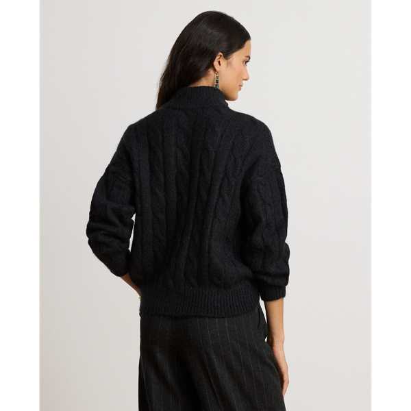Cable Funnelneck Quarter-Zip Sweater
