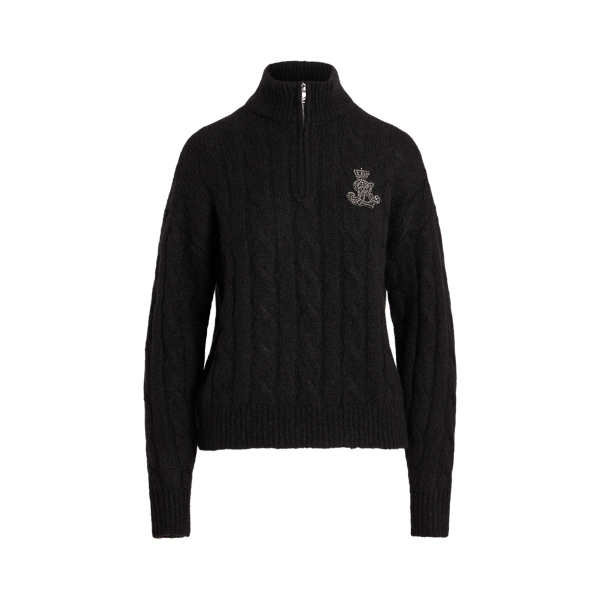 Cable Funnelneck Quarter-Zip Sweater