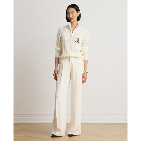 Cable Funnelneck Quarter-Zip Sweater