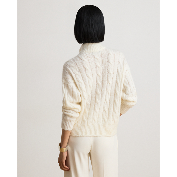 Cable Funnelneck Quarter-Zip Sweater