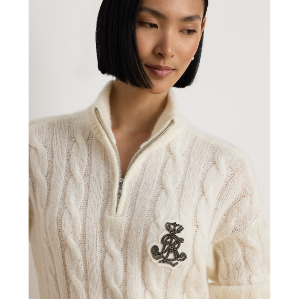 Cable Funnelneck Quarter-Zip Sweater