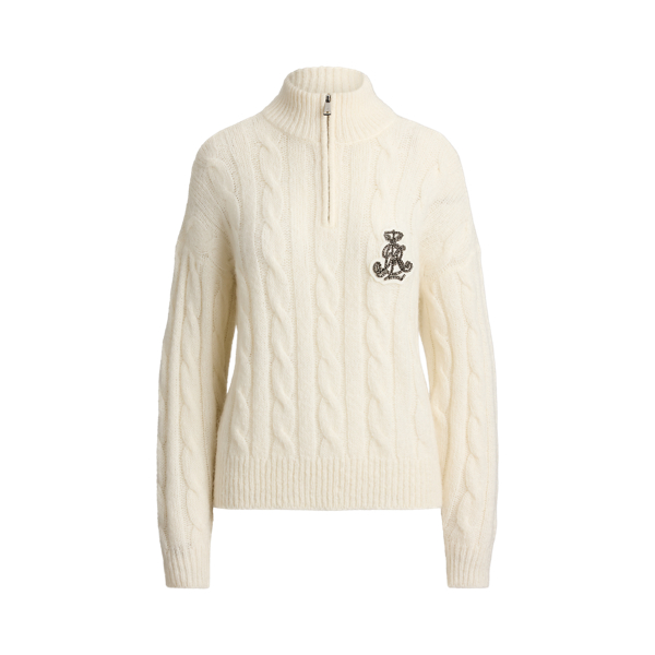 Cable Funnelneck Quarter-Zip Sweater