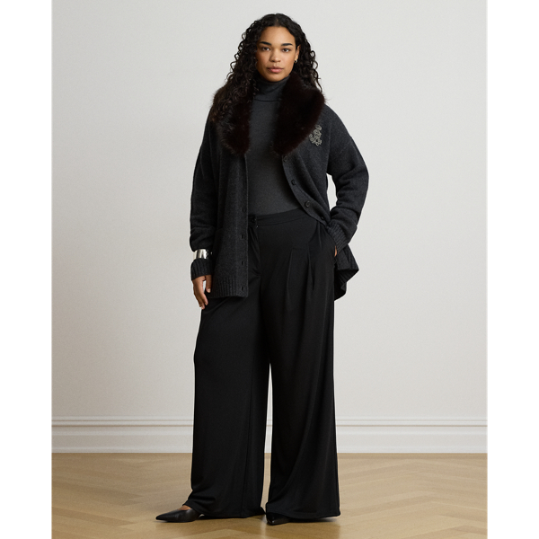 Faux-Fur-Trim Wool-Cashmere Cardigan