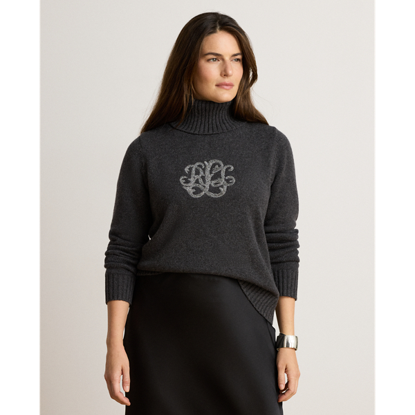 Embroidered-Logo Wool-Blend Turtleneck