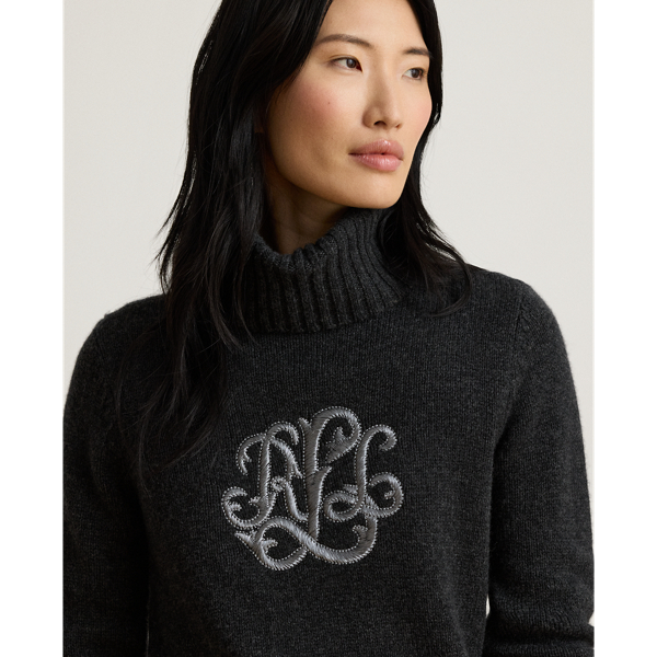 Embroidered-Logo Wool-Blend Turtleneck