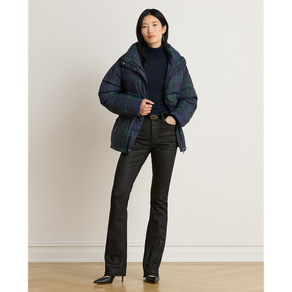 Black Watch Quilted Funnelneck Down Coat