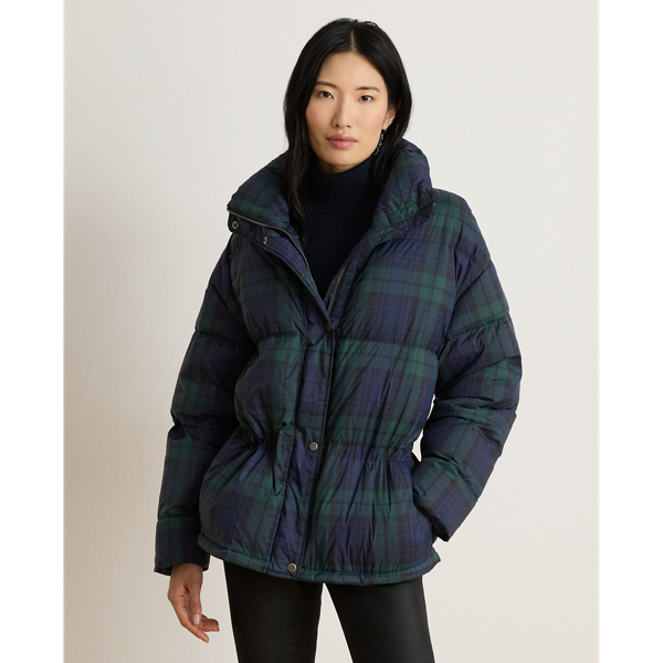 Black Watch Quilted Funnelneck Down Coat