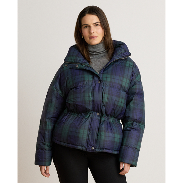 Black Watch Quilted Funnelneck Down Coat