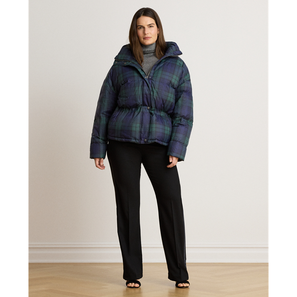 Black Watch Quilted Funnelneck Down Coat