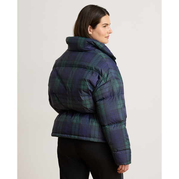 Black Watch Quilted Funnelneck Down Coat