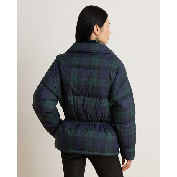 Black Watch Quilted Funnelneck Down Coat