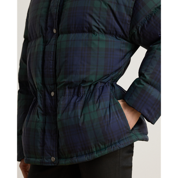 Black Watch Quilted Funnelneck Down Coat