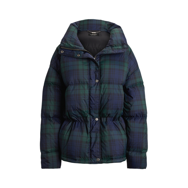 Black Watch Quilted Funnelneck Down Coat