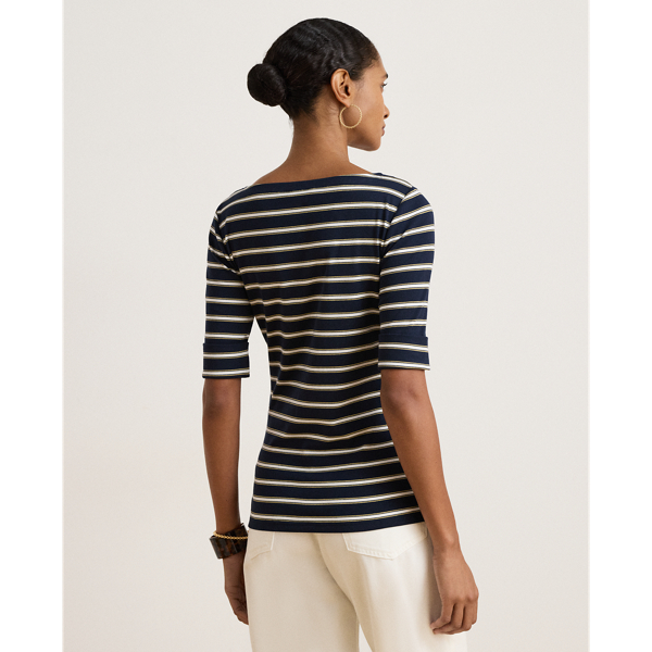 T-shirt &agrave; rayures m&eacute;tallis&eacute;es col bateau