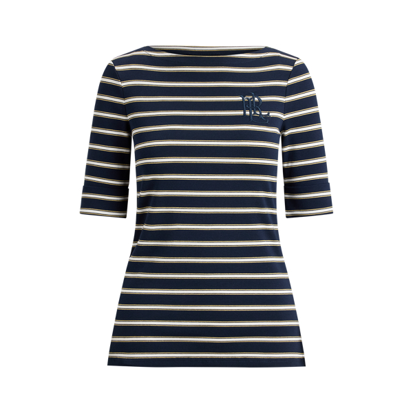 T-shirt &agrave; rayures m&eacute;tallis&eacute;es col bateau