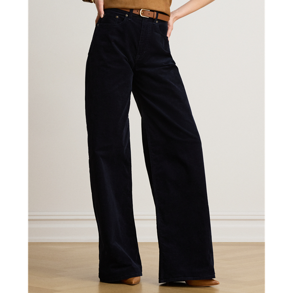 Lauren Navy Corduroy High-Rise Wide-Leg Trousers Lauren 4