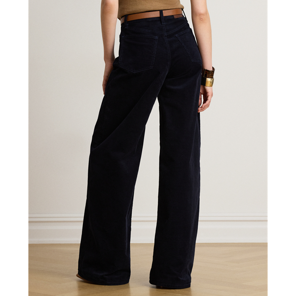 Lauren Navy Corduroy High-Rise Wide-Leg Trousers Lauren 5