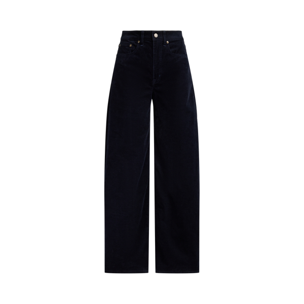 Lauren Navy Corduroy High-Rise Wide-Leg Trousers Lauren 2