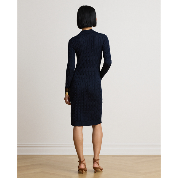Lauren Navy Cable-Knit Cotton-Blend Sweater Dress Lauren 5
