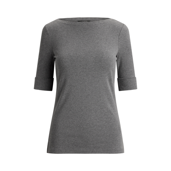 T-shirt chin&eacute; stretch &agrave; encolure bateau