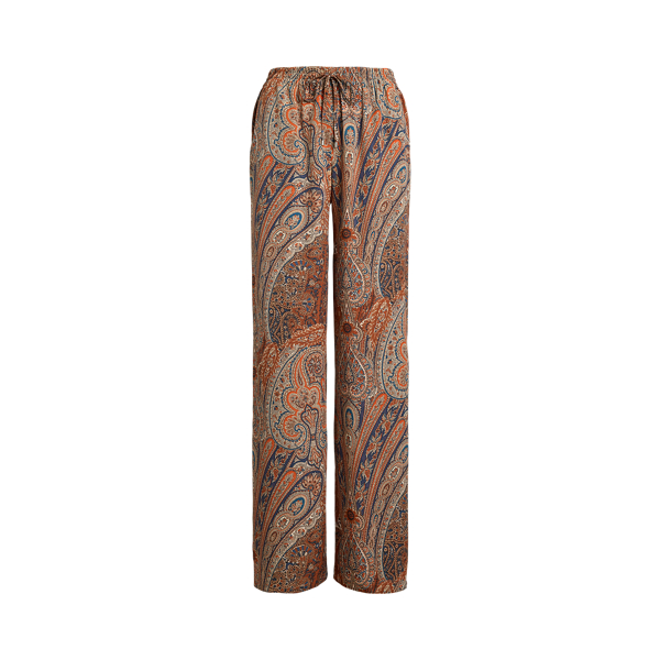 Paisley-Crêpehose mit weitem Bein