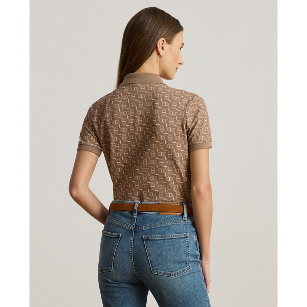 Geo-Print Stretch Piqué Polo Shirt