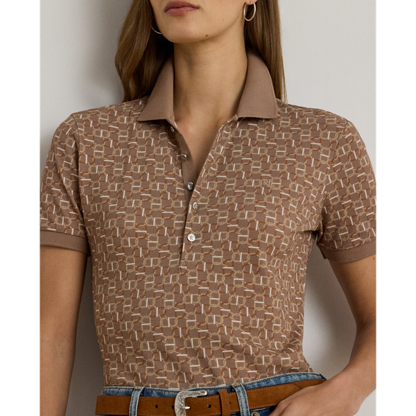Geo-Print Stretch Piqué Polo Shirt