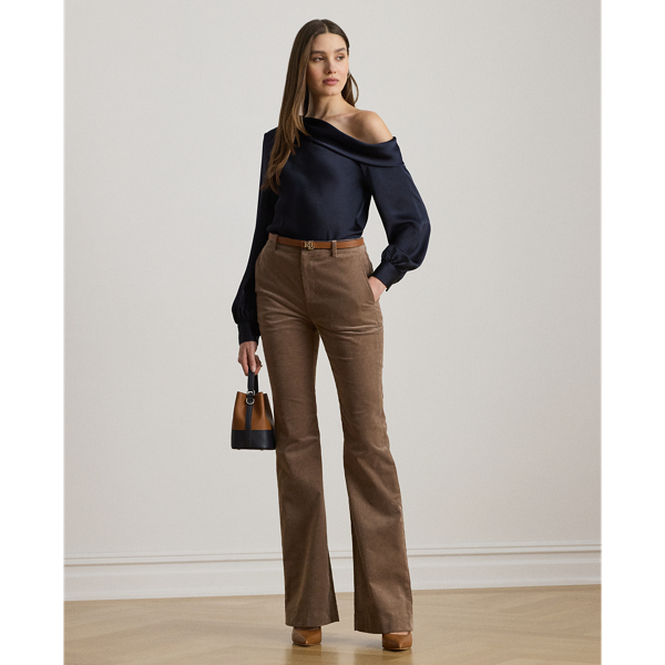 Einschultrige Bluse aus Satin-Charmeuse Lauren in Lauren-Navy 4