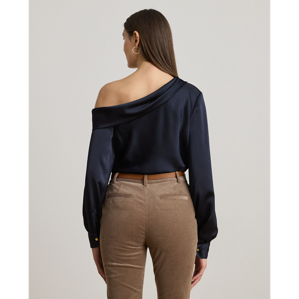 Einschultrige Bluse aus Satin-Charmeuse Lauren in Lauren-Navy 5