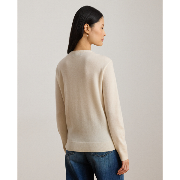 Mascarpone Cream Embroidered Cashmere Crew Neck Jumper Lauren 5