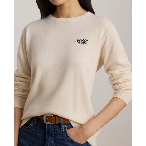 Mascarpone Cream Embroidered Cashmere Crew Neck Jumper Lauren 6