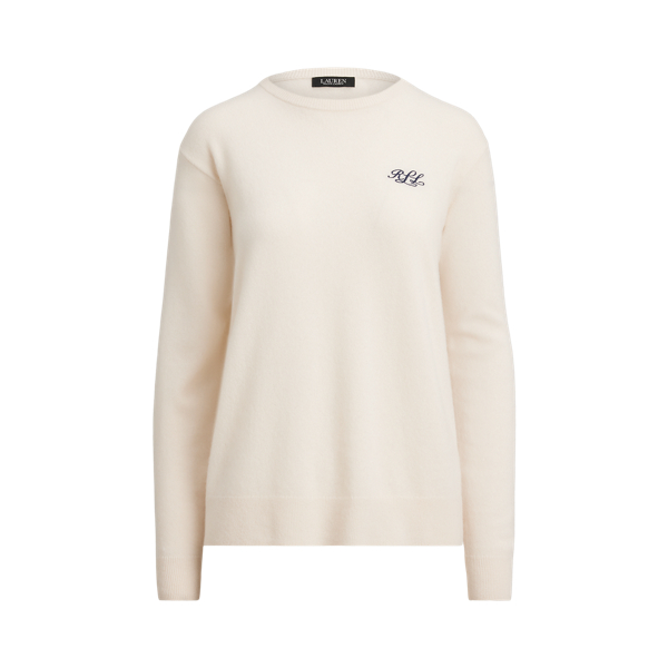 Mascarpone Cream Embroidered Cashmere Crew Neck Jumper Lauren 2