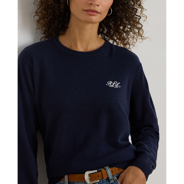Embroidered Cashmere Crewneck Sweater