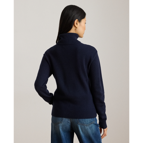 ポロラルフローレン　タートルネックニット　カシミヤ混　ウール　ゆったり　ブルー ポロラルフローレン タートルネックニット カシミヤ混 ウール
