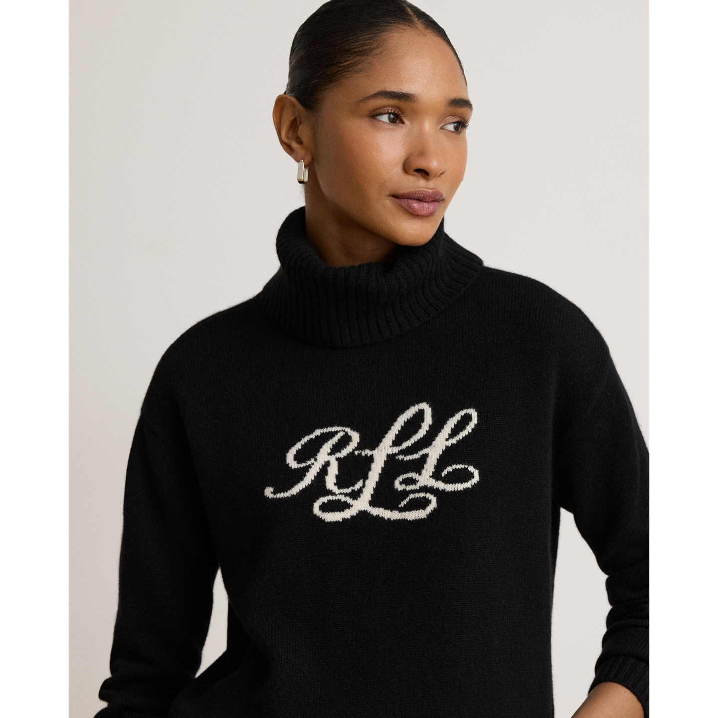 Женский свитер Ralph Lauren Logo Cashmere Turtleneck, цвет: Чёрный — фото 3
