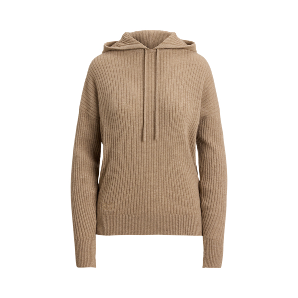 Rib-Knit Cashmere Sweater Hoodie
