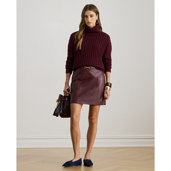 Mini-jupe crayon à boucle en agneau