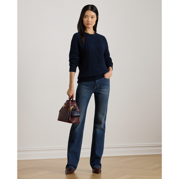 Lauren Navy Cable-Knit Cotton Crewneck Sweater Lauren 4