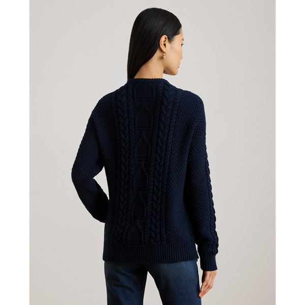Lauren Navy Cable-Knit Cotton Crewneck Sweater Lauren 5