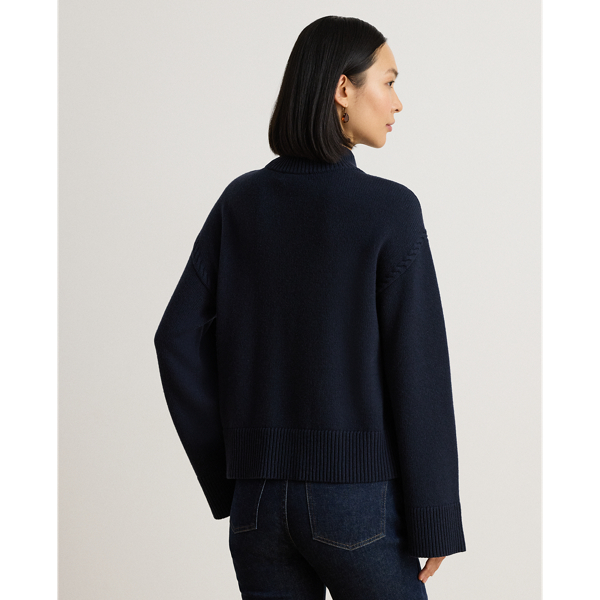 Camisola gola alta mistura l&atilde; Lauren em Lauren Navy 5