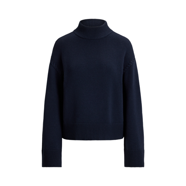 Camisola gola alta mistura l&atilde; Lauren em Lauren Navy 2