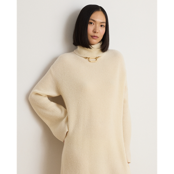 Lauren ウールカシミヤ タートルネック ドレス マスカルポーネ クリーム 4