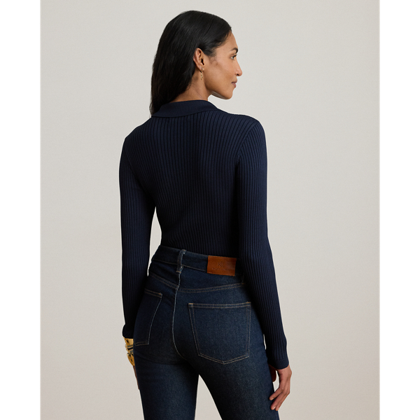 リブニット ロングスリーブ ポロ セーター | ラルフ ローレン公式