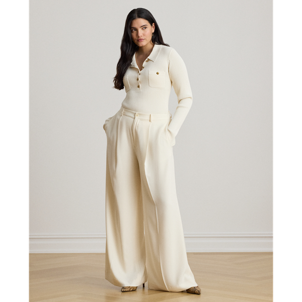 Rib-Knit Long-Sleeve Polo Jumper