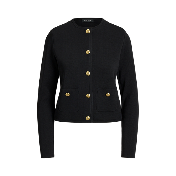 Veste-pull courte &agrave; col rond Lauren en Black 1