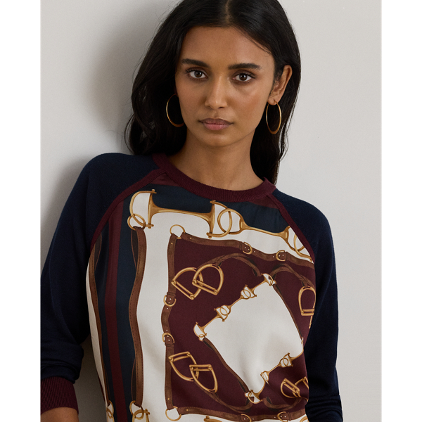 Equestrian-Print Cotton-Blend Sweater