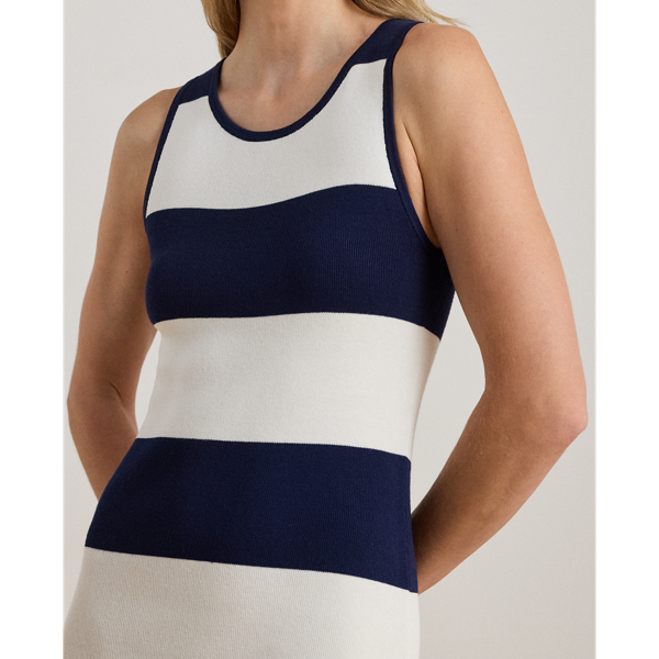 Striped Cotton-Blend Midi Tank Dress