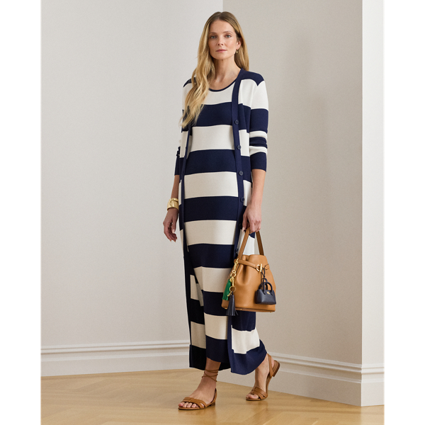 Refined Navy/White Striped Cotton-Blend Midi Tank Dress Lauren 7