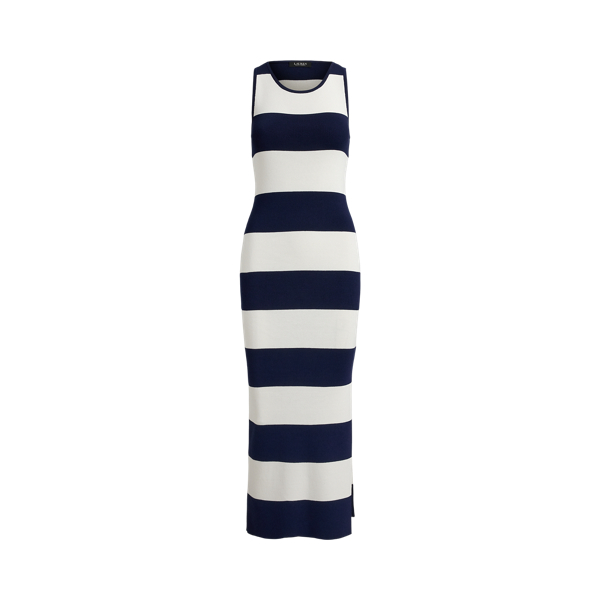 Refined Navy/White Striped Cotton-Blend Midi Tank Dress Lauren 2